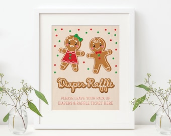 Diaper Raffle - Baby Shower Diaper Raffle - Printable Diaper Raffle Ticket - Gender Reveal - PDF - Christmas - What's Baking - Gingerbread