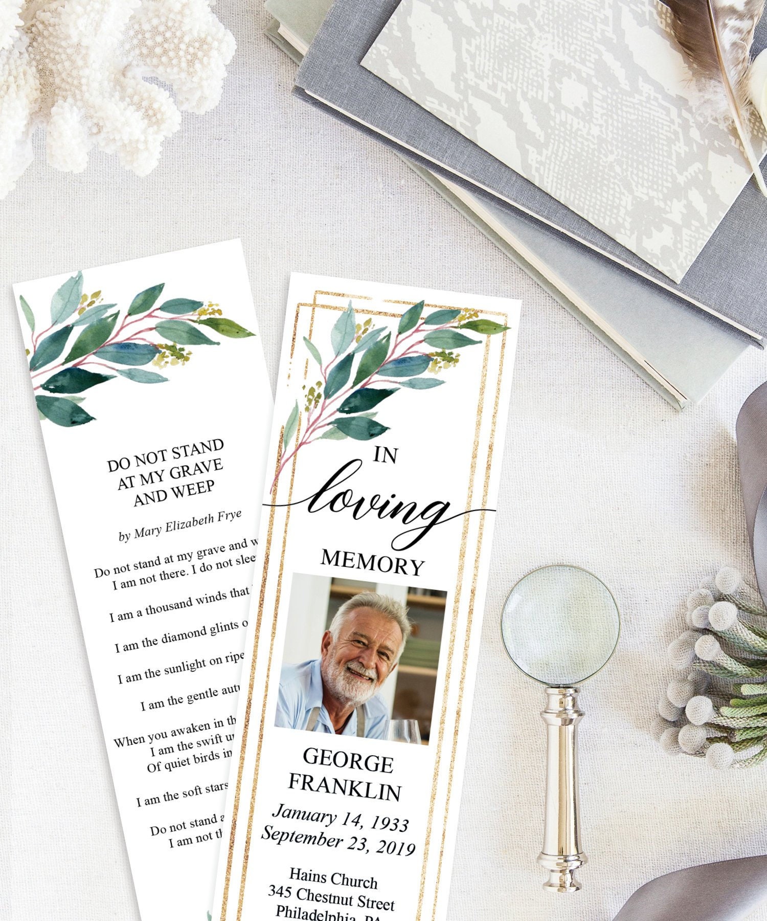 Funeral Bookmark Template Printable Celebration of Life Etsy Funeral Bookmark Template Printable Celebration of Life Etsy