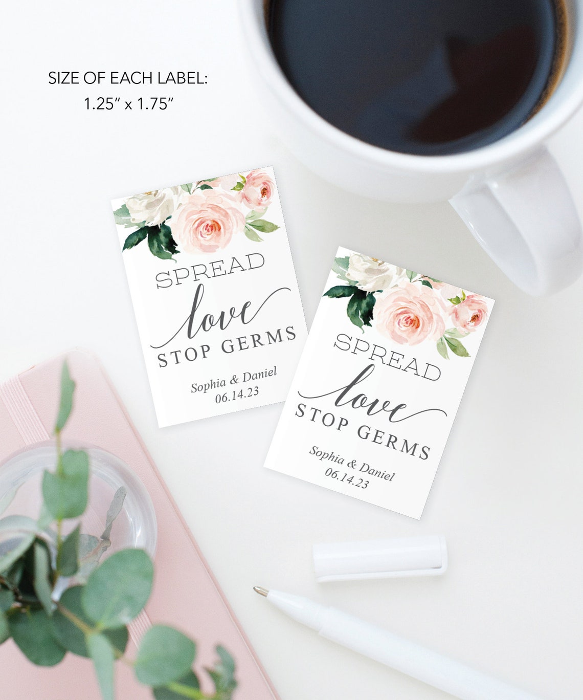 Printable Personalized Hand Sanitizer Labels Wedding