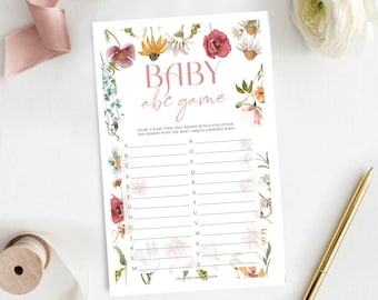 Boho Wildflower Baby Shower Bingo Game – Pack Of 30 Cards, 5x7 Inches, Gender Neutral, Printable Activity For Parties, FA08 Design