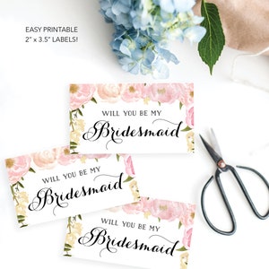 Will You Be My Bridesmaid Mini-Champagne Bottle Labels, Printable Champagne Labels, Bridesmaid Proposal, Gift for Bridesmaid, Maid of Honor image 6