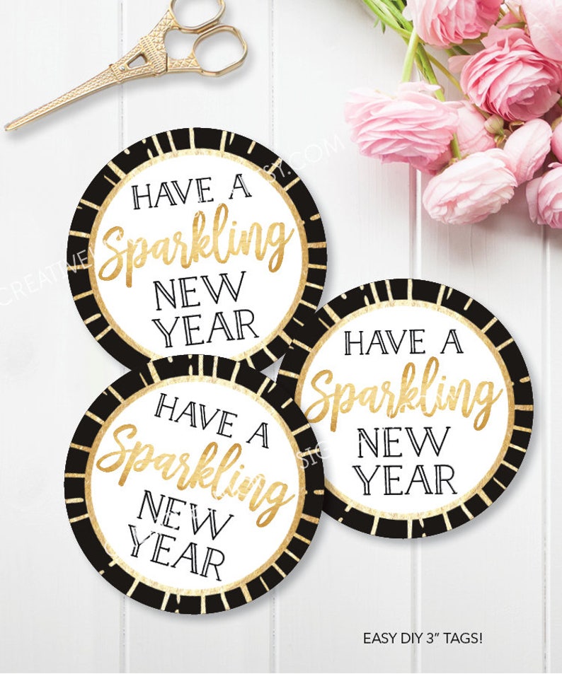 New Years Eve Champagne Tags Printable New Years Eve Tags | Etsy