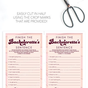 Retro Finish the Bachelorette's Sentence, Bachelorette Party Game ...