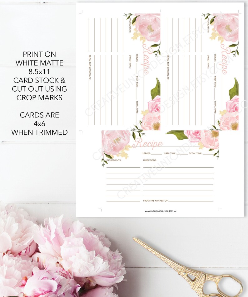 Recipe Card Printable Printable Recipe Card Bridal Shower - Etsy
