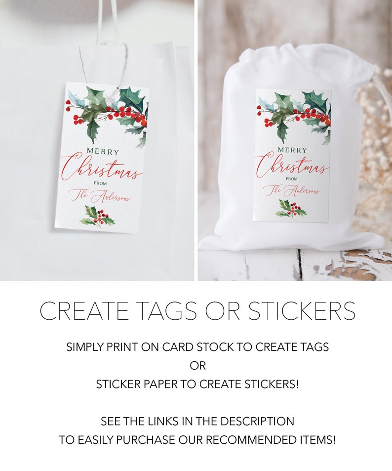 Printable Christmas Gift Tag Template Rustic Holiday Decor - Etsy