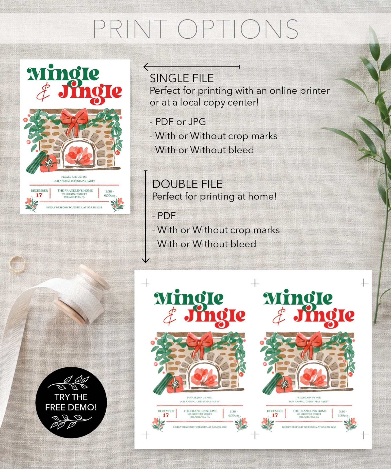 Jingle &amp; Mingle Holiday Party Invitation Template Christmas - Etsy