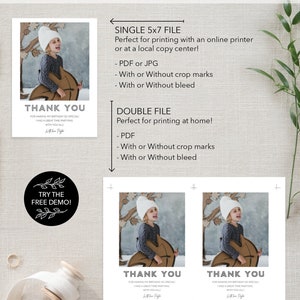 Digital Thank You Card, Birthday Party Thank You, Kids Birthday Party, Thank You For the Gifts, Thank You Card with Photo, Instant Download image 8