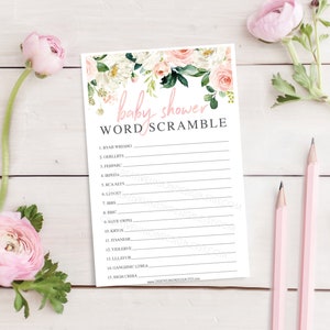 Word Scramble Baby Shower Game - Baby Shower Games - Baby Word Scramble - Printable Game - Instant Download - Baby - Airy Blush