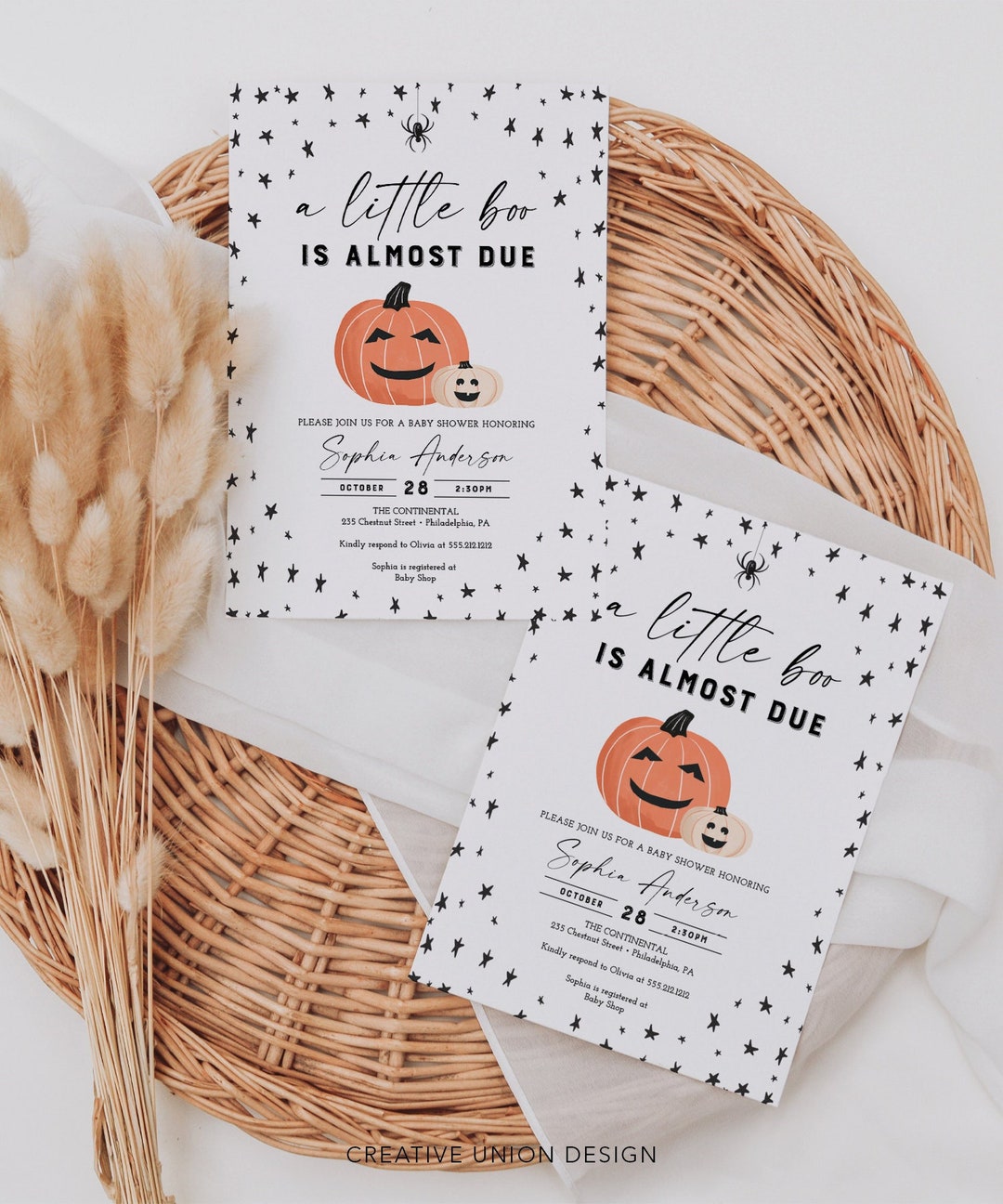 Halloween Printable Baby Shower Invite, Editable Invites, Boy or Girl ...