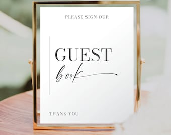 Minimal Guest Book Sign, Please Sign Our Guestbook Sign File, Printable Wedding Sign, Modern Wedding Decor, Minimal Aesthetic, Guestbook