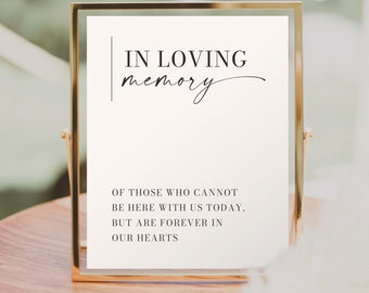 Minimal Aesthetic In Loving Memory Sign Template, Editable Modern Loving Memory Sign, Wedding Sign, Table Signs, Wedding Decorations, DIY