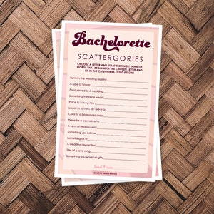 Bachelorette Party Game, Scattergories, Bridal Shower Games Printable ...