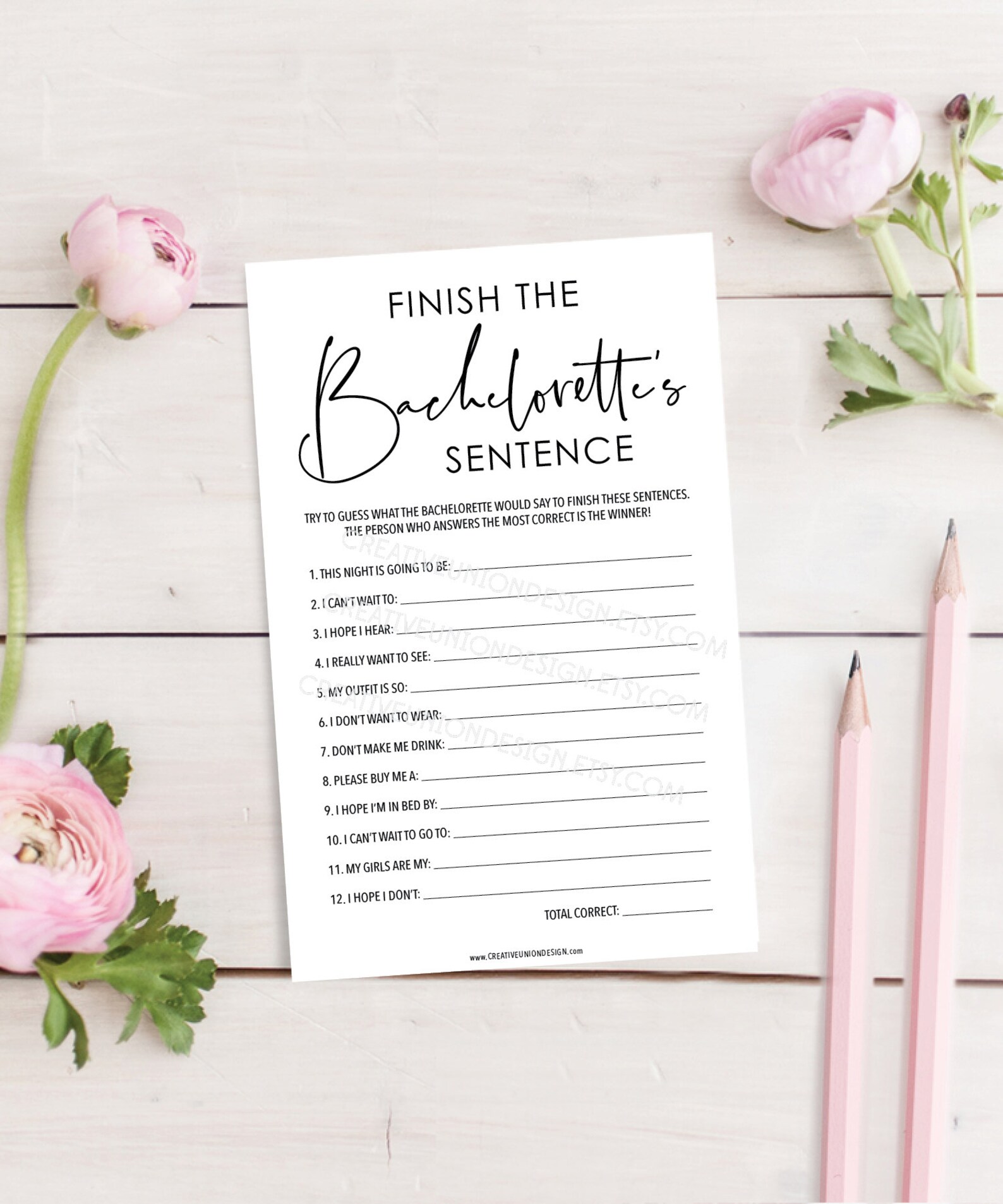 Finish the Bachelorette's Sentence Bachelorette Party | Etsy