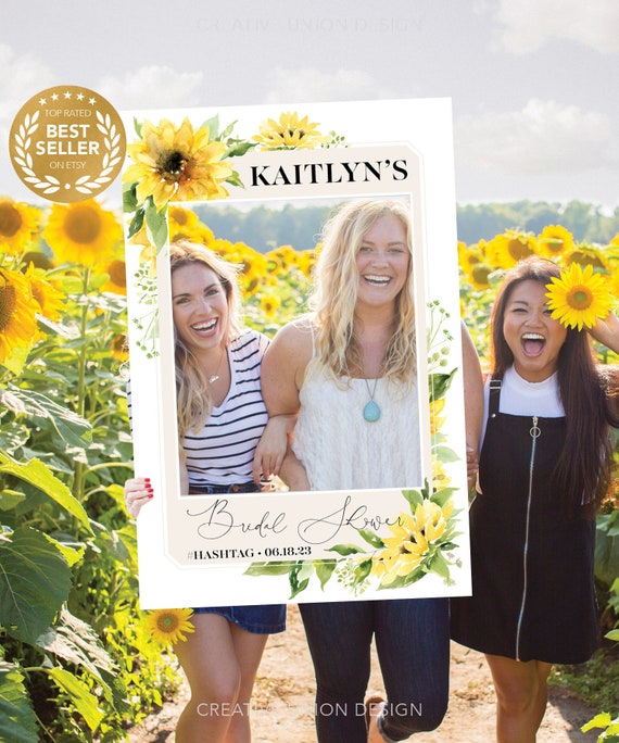 Editable Frame Photo Booth Frame Templett C32 Printable Sunflower Photo Frame Prop Instant Download Sunflower Bridal Shower Photo Prop