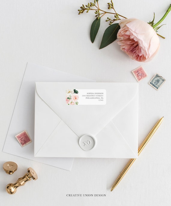 Address Labels Template - Printable Return Address Labels - Envelope Address - Instant Download - Wedding - Bridal Shower - Blushing Blooms Il_570xn