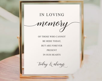 Minimal Aesthetic In Loving Memory Sign Template, Editable Modern Loving Memory Sign, Wedding Sign, Table Signs, Wedding Decorations, DIY