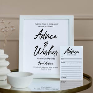 Graduation Advice and Wishes Advice For Graduate Printable Graduation Party Sign Advice Cards Grad Party Class of 2025 Custom Modern Script