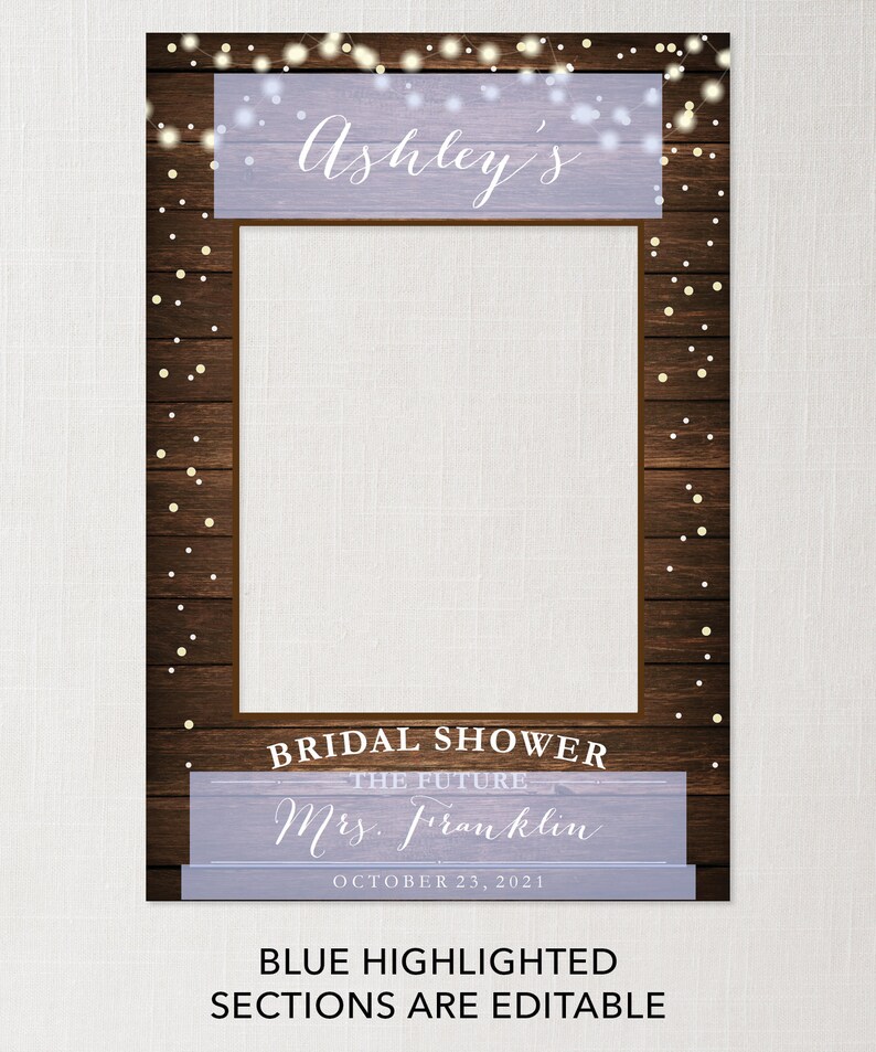 Rustic Wood Photo Booth Prop Bridal Shower Photo Prop Frame 24x36 Bridal Shower Decor Printable Editable Photo Booth Frame Paper Party Supplies Party Decor Vadel Com
