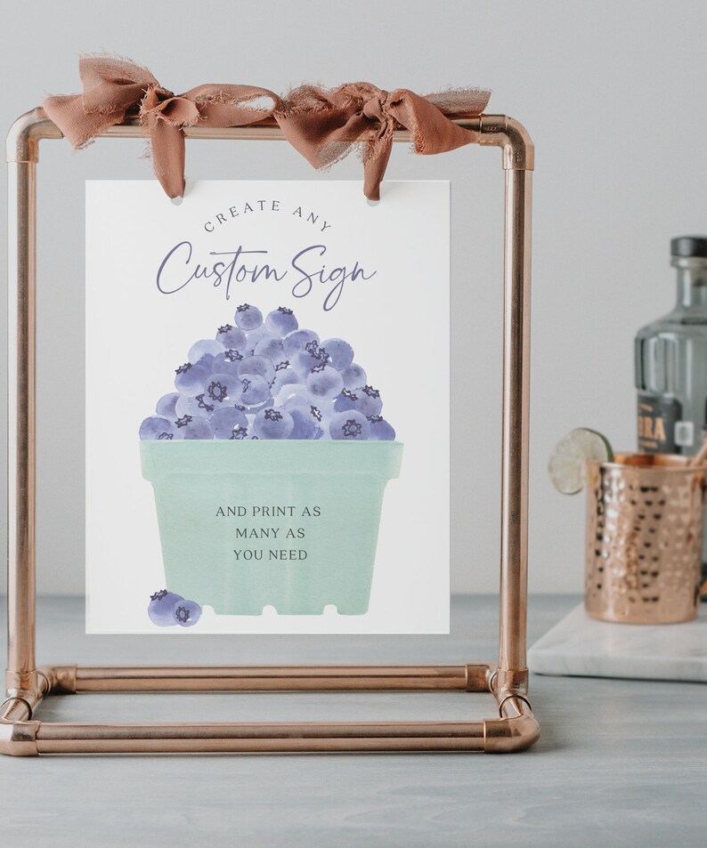 Editable Custom Sign Template, Custom Berry First Birthday Sign, Favors ...