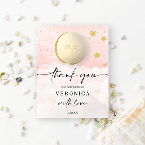Over The Moon EOS Lip Balm Baby Shower Favors, Girl, Printable Personalized, Thank You Favors, Easy Baby Shower Favor, EOS Lip Balm, Stars