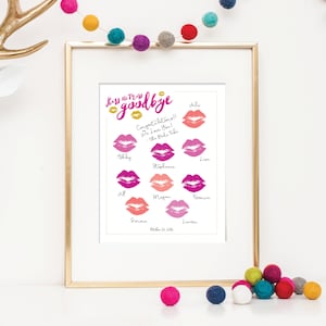 Kiss the Miss Goodbye Bachelorette Schild - Junggesellinnenabschied 20x30 - Druck und Rahmen - Junggesellinnenabschied Spiel - DIY - Instant Download