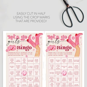 Nash Bash Bachelorette Party Bingo, Bachelorette Party Games, Bachelorette Bingo, Drinking Games, Drink If, 60 Game Sheets, Pink Cowgirl image 5