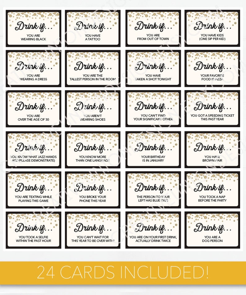 New Years Eve Game Drink If Game Printable New Year's - Etsy UK