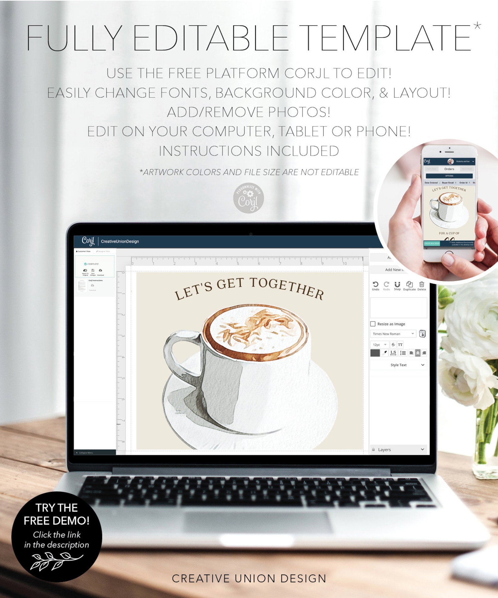 Coffee Invitation, Coffee Get Together Invite, Coffee Meet up Digital