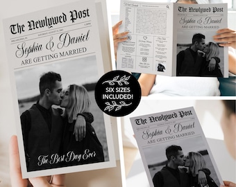 Printable Wedding Newspaper Program Folded Wedding Programs Editable Program Template Wedding Timeline Personalized Wedding Programs Bundle