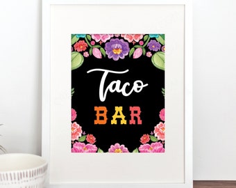 Fiesta Taco Bar Sign - 8x10 Printable Sign - Bridal Shower Printable - Couples Shower - Cinco De Mayo - Taco Party - Mexican Fiesta