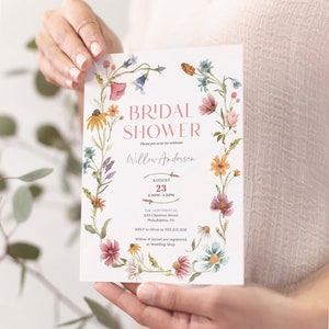 Wildflower Bridal Shower Invitation, Bohemian Invitation, Boho Bridal Shower Invitation, Download, Wildflower Field, Floral, Bridal Brunch