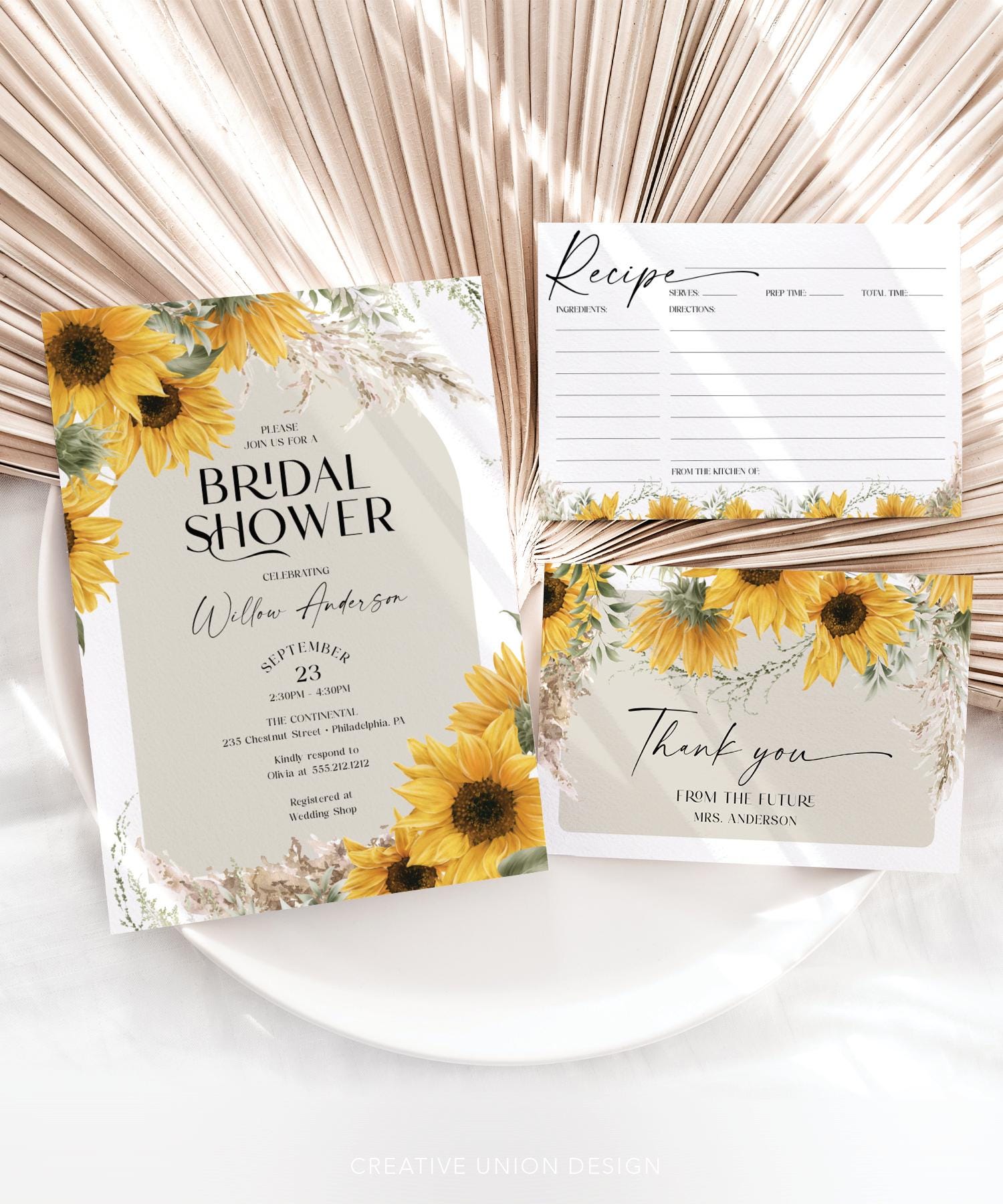 Sunflower Bridal Shower Invitation Set