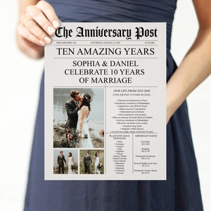 Anniversary Newspaper Program Template, Printable Anniversary Keepsake, Anniversary Party, Anniversary Party Decor, Editable, Newspaper