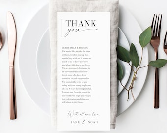 Minimalist Wedding Thank You Place Card Template (Digital Download)