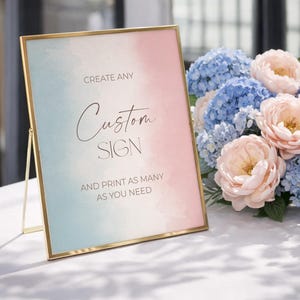 Pink or Blue Editable Custom Sign Template | Custom Gender Reveal Sign | Printable Table Signs | He or She | Modern Gender Reveal Decor