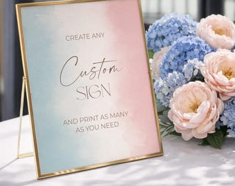 Pink or Blue Editable Custom Sign Template | Custom Gender Reveal Sign | Printable Table Signs | He or She | Modern Gender Reveal Decor