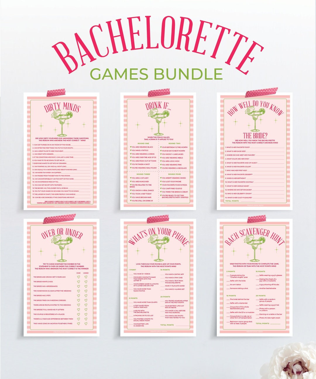 Margarita Bachelorette Party Games Bundle, Bachelorette Games Package ...