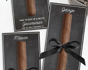 Groomsman Cigar Card - Will You Be My Groomsman - Best Man - Groomsmen Proposal - Cards - Cigar Gift - Suit Up - Wedding Party - Chalkboard