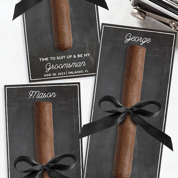 Groomsman Cigar Card - Will You Be My Groomsman - Best Man - Groomsmen Proposal - Cards - Cigar Gift - Suit Up - Wedding Party - Chalkboard