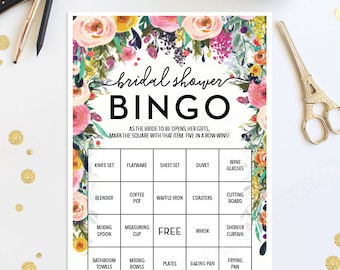 Bridal Shower Bingo Game - 76 Unique Game Sheets - Wedding Shower Game - Secret Garden - Shower Games - Bridal Bingo - Instant Download