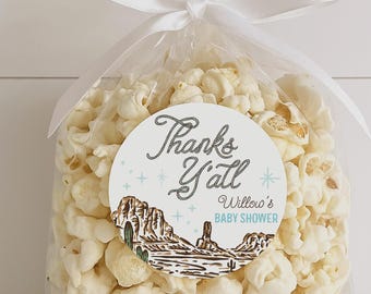 Western Cowboy Baby Shower Thank You Stickers Template | Favor Tags | Boy Baby Shower Favors | Printable Stickers | Rustic Baby Shower