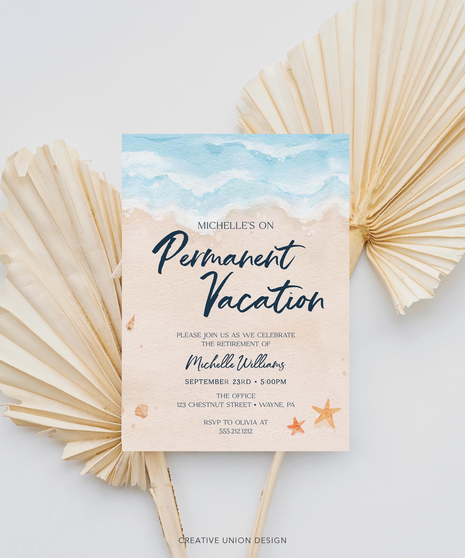 Watercolor Beach Retirement Party Invitation Template Printable Nautical  Ocean Sea Download Summer Beach Party Office Party Vacation Mode - Etsy, image size:1500x1800
