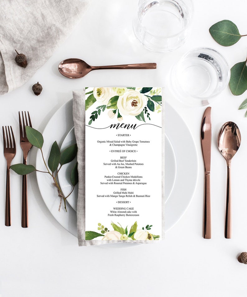 Wedding Menu Printable Menu Template Editable Menu - Etsy
