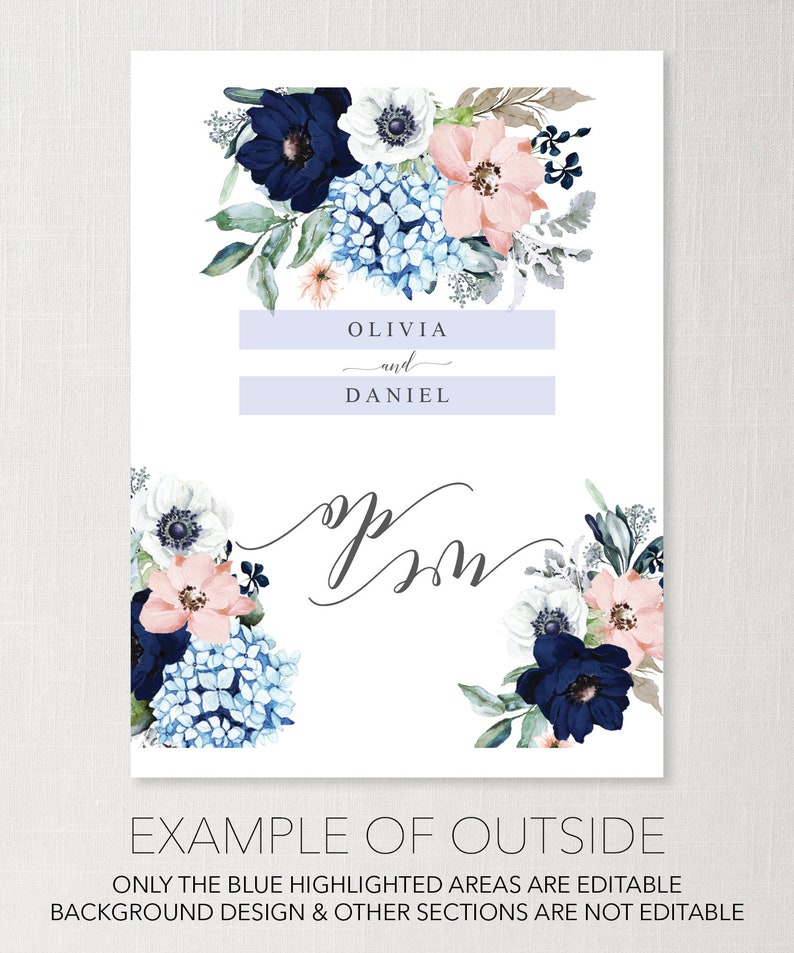 Folded Wedding Invitation Template Detachable RSVP Postcard | Etsy