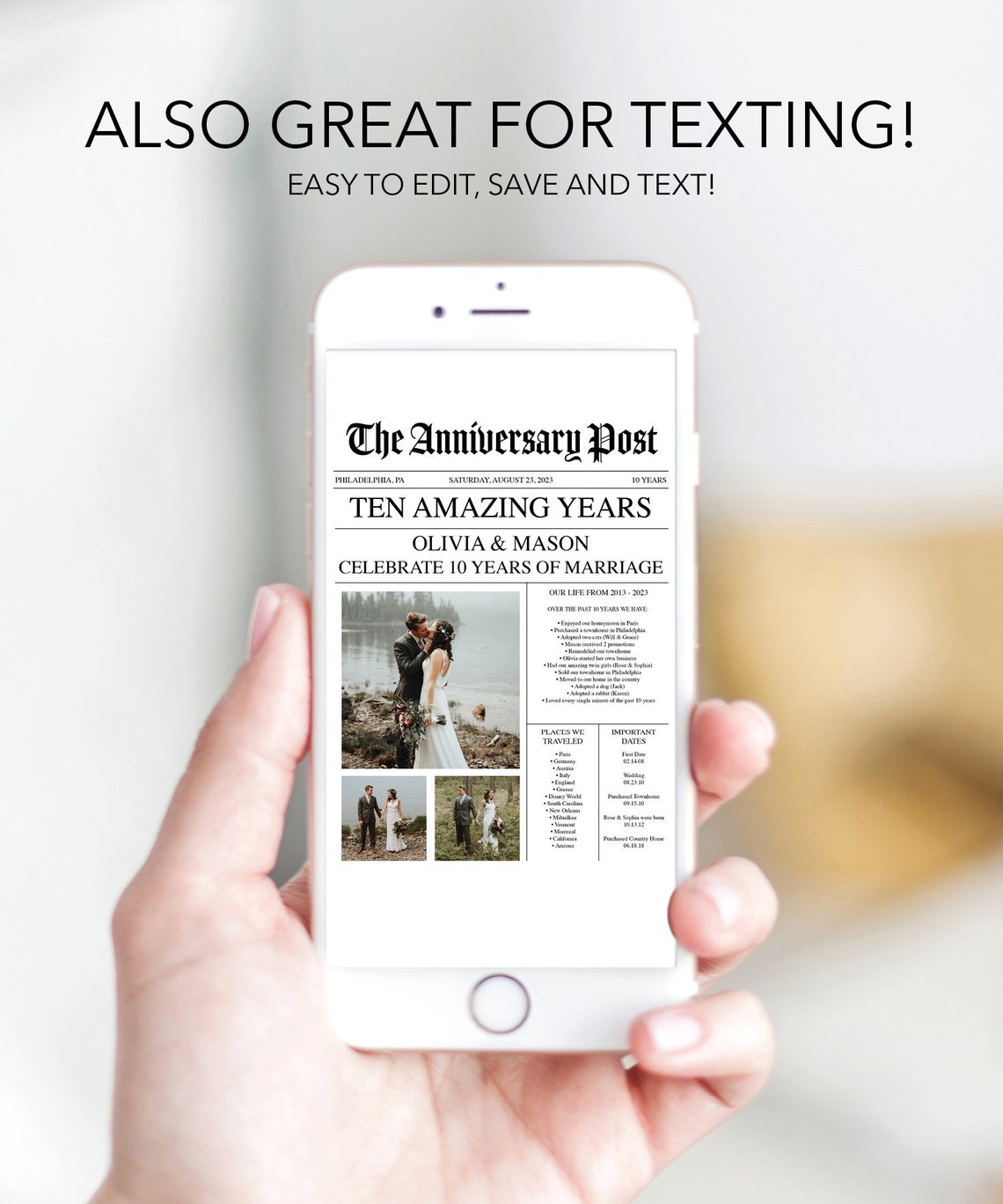 Newspaper Anniversary Announcement Template Anniversary Gift Etsy