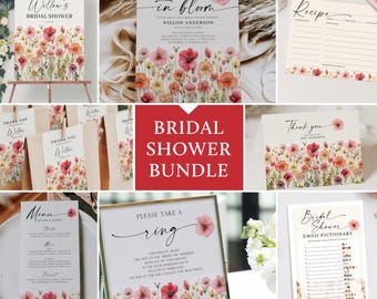 Love In Bloom Bridal Shower Bundle, Bridal Shower Invite, Wildflower Bridal Shower, Flower Stems, Decorations, Favors, Colorful Flowers