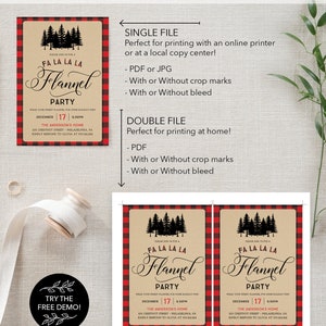 Flannel Christmas Party Invitation Template, Flannel Party Invite ...