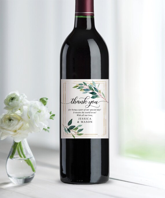 Wine Bottle Label Thank You Custom Wedding Wine Labels Favor