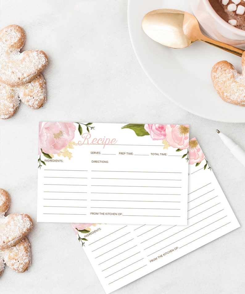 Recipe Card Printable Printable Recipe Card Bridal Shower - Etsy
