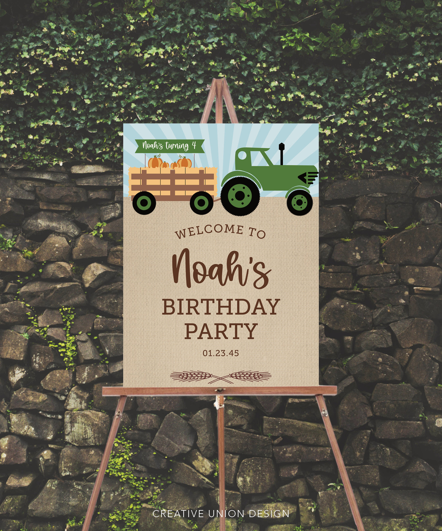 Editable Tractor Birthday Party Welcome Sign Template, Welcome Pumpkin ...